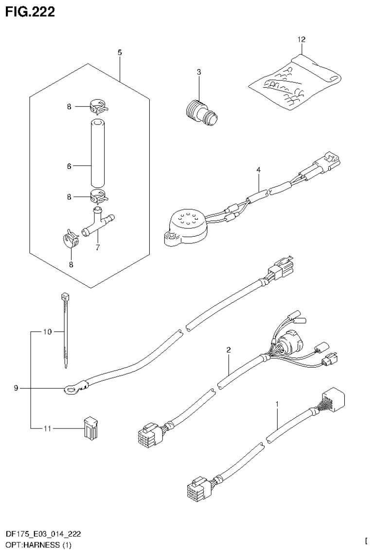 Suzuki DF175ZG OPT:HARNESS (1) (DF175T E03) parts diagram